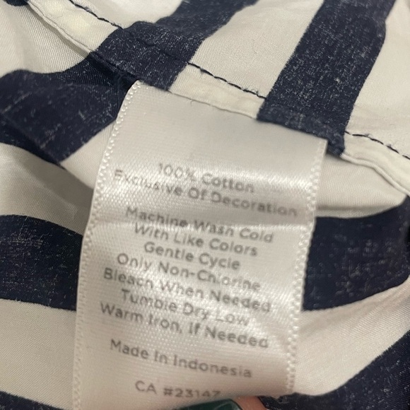 EUC Talbots navy and white striped blouse, 12P - Picture 2 of 4